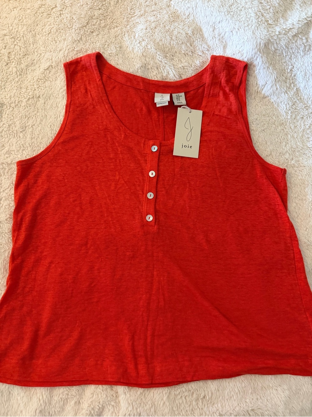 NWT Ladies | Joie | Poppy Orange / Red Linen Tank Top | Size XL